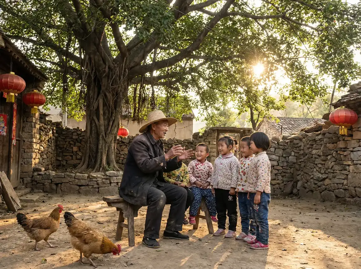 老人在大榕树下给孩子们讲故事 - 两个人的免费视频高清完整版 乡村记忆